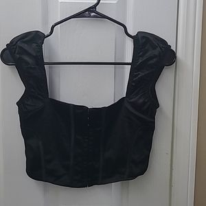 Women's black satin corset top